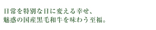 日常を特別な日に変える幸せ、魅惑の国産和牛を味わう至福。